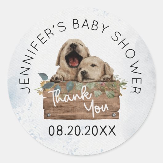 Rustic Twins Baby shower Bedankt Ronde Sticker (Voorkant)