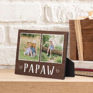 Rustic Two Photo Papaw Grandpa Fotoplaat