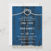 Rustic Tying the Knot Navy Blue Barn Wood Weddensc Kaart (Voorkant)