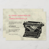 Rustic Typewriter Keys Wedding Invitations Kaart (Voorkant / Achterkant)
