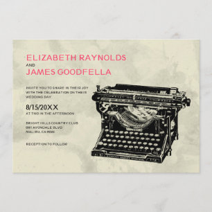 Rustic Typewriter Keys Wedding Invitations Kaart