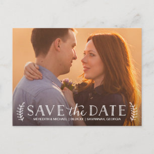 Rustic Typography Overlay Photo Save the Date Aankondigingskaart
