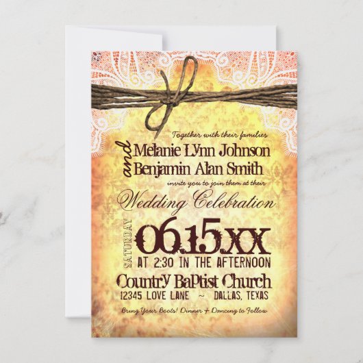 Rustic Typography Wedding Invitations Kaart (Voorkant)