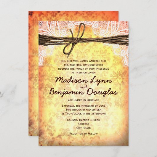 Rustic Typography Wedding Invitations Kaart (Voorkant / Achterkant)