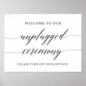 Rustic Unplugged Wedding Ceremony Sign Poster (Voorkant)