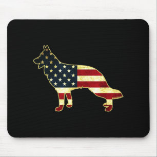 Rustic Us Flag German Shepherd Muismat