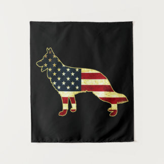 Rustic Us Flag German Shepherd Wandkleed