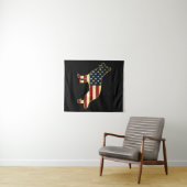 Rustic Us Flag German Shepherd Wandkleed (In Situ (horizontaal))