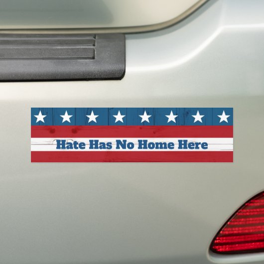 Rustic USA Patriotic Flag "Hate heeft geen thuis h Bumpersticker (Op auto)