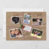 Rustic Vakantie Kerst Kraft Papier 5 Foto Feestdagenkaart (Voorkant)