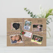 Rustic Vakantie Kerst Kraft Papier 5 Foto Feestdagenkaart (Staand voorkant)