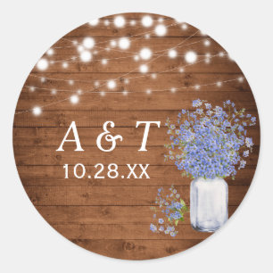 Rustic vergeet me niet ronde sticker