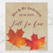 Rustic verlaat Herfst in liefde herfstbruiloftsgun Wijn Etiket (Enkel label)