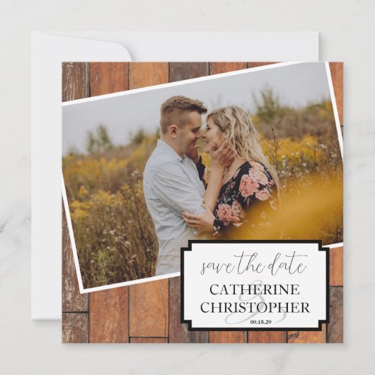 Rustic Vibes Foto Save The Date (Voorkant)