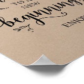 Rustic Vines Kraft. Zwarte, Wedding Party dessert Poster (Hoek)