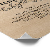 Rustic Vines Trouw In Loving Memory Bord Poster (Hoek)