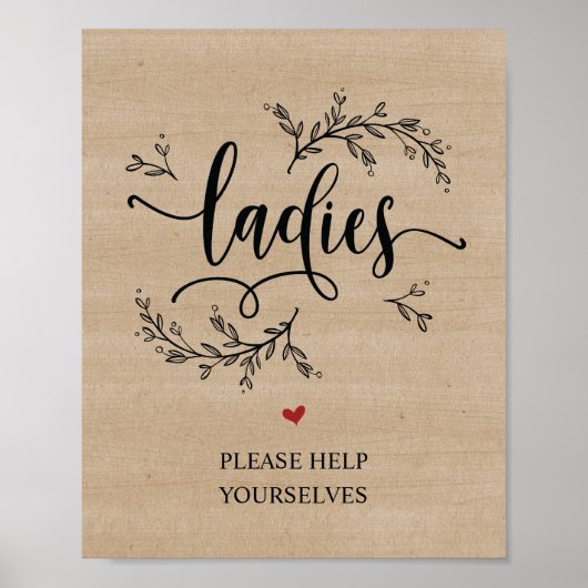 Rustic Vines Weddenbadkamer - dames ondertekenen Poster (Voorkant)