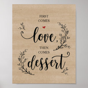 Rustic Vines Wedding Dessert Sign Poster