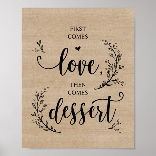 Rustic Vines Wedding Dessert Sign Poster (Voorkant)