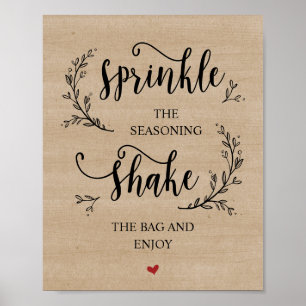 Rustic Vines Wedding Popcorn Bar Poster