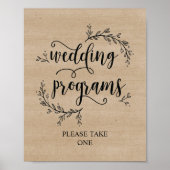 Rustic Vines Wedding Program Poster (Voorkant)