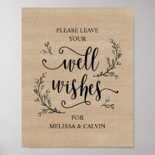 Rustic Vines Wedding Well Wish poster