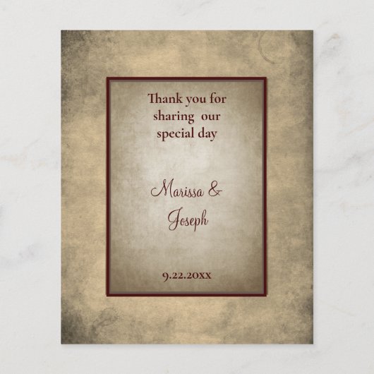 Rustic Vineyard Barn Script Menu Mariage (Dos)