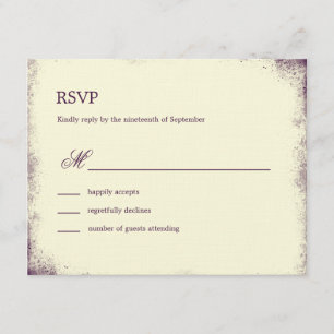 Rustic Vineyard Wedding RSVP-kaart - Paars RSVP Kaartje