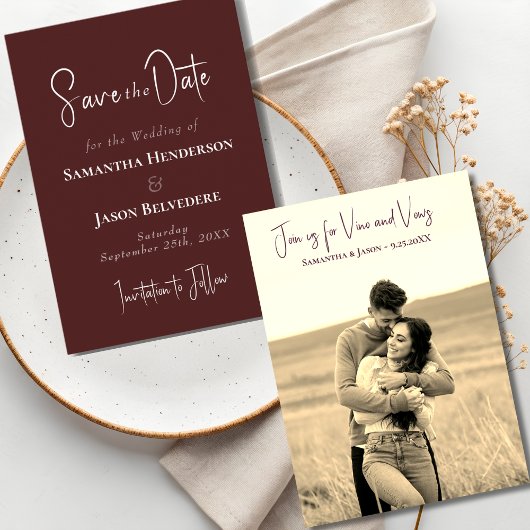 Rustic Vineyard Wedding Save the Date 