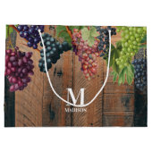 Rustic Vineyard Wood & Grapes Monogram Groot Cadeauzakje (Achterkant)
