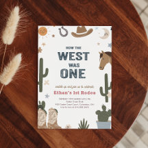 Rustic Vintage Cowboy Western 1st Rodeo Birthday