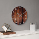 Rustic vintage dark wood Roman Numbers<br><div class="desc">Rustic,  vintage dark barn wood wall clock with large roman numbers.</div>