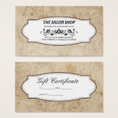 Rustic Vintage Gift Certificate (Devant & derrière)
