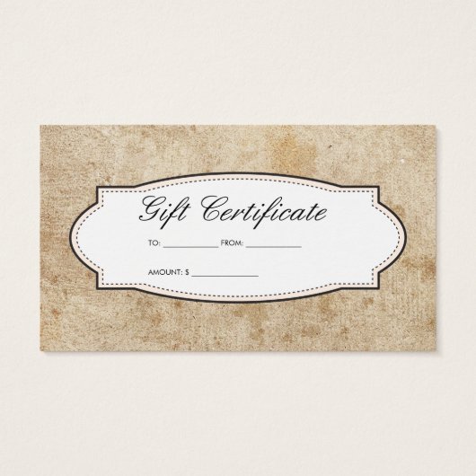 Rustic Vintage Gift Certificate (Dos)
