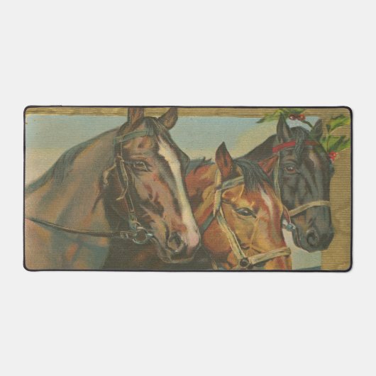Rustic Vintage-kerstpaarden Bureaumat (Voorkant)