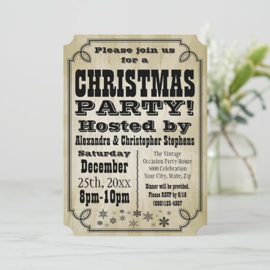 Rustic Vintage Pays Noël Invitation (Debout devant)