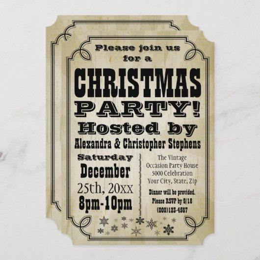 Rustic Vintage Pays Noël Invitation (Devant / Derrière)