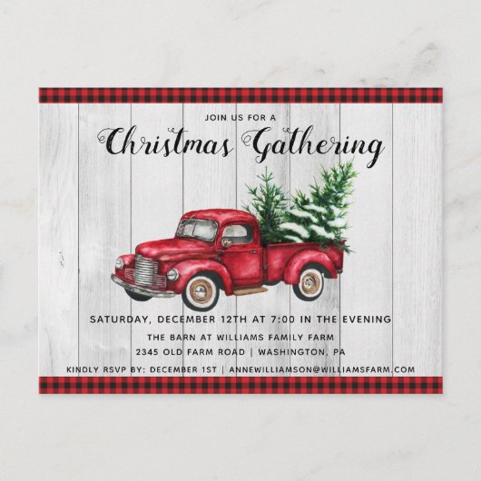 Rustic Vintage Truck Fête de Noël Invitation (Devant)