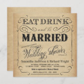 Rustic Vintage Wedding Shower-uitnodigingen Kaart (Voorkant / Achterkant)