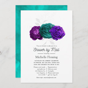Rustic Violet en Turquoise Floral Shower per Mail Kaart