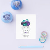 Rustic Violet en Turquoise Floral Wedding Invite Flyer (Enkel)