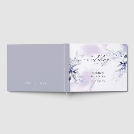 Rustic Violet Foliage Mariage Livre d'invité (Complet)