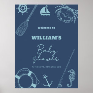 Rustic Vissen Nautical Boy Baby shower Welkom Poster