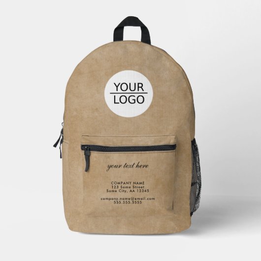 Rustic Voeg uw Logo Custom Text Company toe Bedrukte Rugzak (Voorkant)