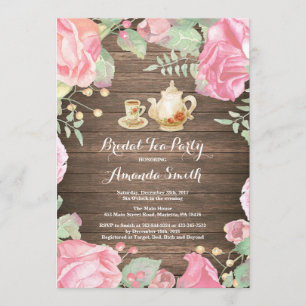 Rustic Vrijgezellenfeest Tea Party Invitation Flor Kaart