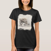 Rustic Wagon Wheel met Bunny Sketch T-shirt (Voorkant)
