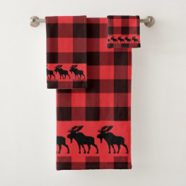 Rustic Walking Moose Buffalo Pset Bad Handdoek