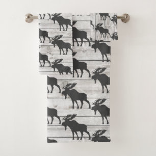 Rustic Walking Moose Shiplap Wood Bad Handdoek