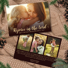 Rustic Warm Brown Religious Christmas Card Feestdagenkaart