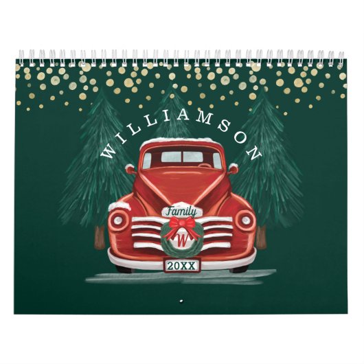 Rustic Warm  Red Truck Family Foto Kalender (Hoes)